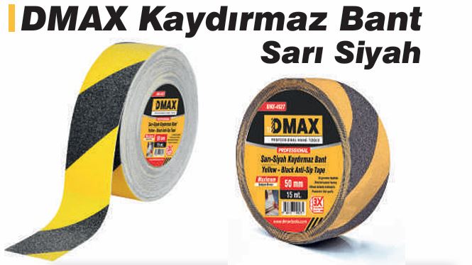 DMAX DMX4627 KAYDIRMAZ BANT SIYAH SARI 50 MM*15 MT